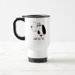 Dachshund Dog Romantic Pink Hearts Personalised Travel Mug<br><div class="desc">Dachshund Dog Romantic Pink Hearts Personalised Name Travel Mug features a cute Dachshund cartoon with pink love hearts and your personalised name below. Perfect for gifts birthday,  Christmas,  Valentine's Day,  Mothers Day and more for family,  sweetheart,  wife,  girlfriend and more. Created by Evco Studio www.zazzle.com/store/evcostudio</div>