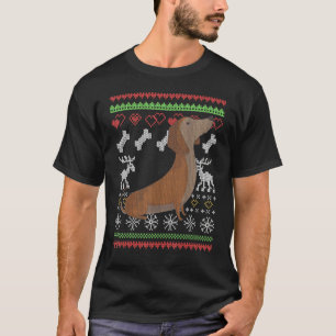 Dachshund Dog Santa Claus Ugly Christmas Pattern X T-Shirt