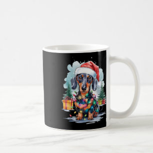 Dachshund Dog Santa Hat Christmas Lights Tree Wint Coffee Mug