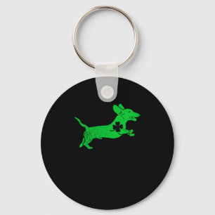 Dachshund Dog Shamrock Heart St Pattys Day Puppy Key Ring