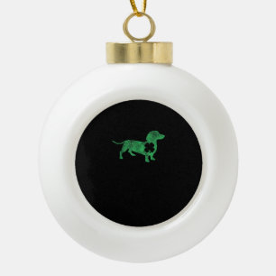 Dachshund Dog Shamrock St. Patrick's Day Saint Pad Ceramic Ball Christmas Ornament