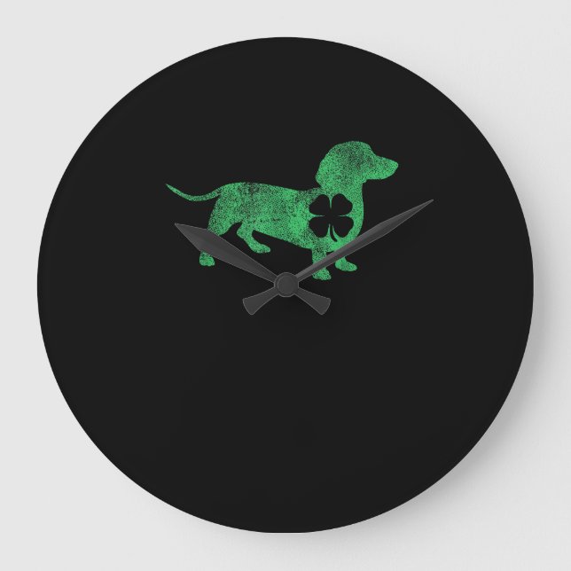 Dachshund Dog Shamrock St. Patrick's Day Saint Pad Large Clock (Front)