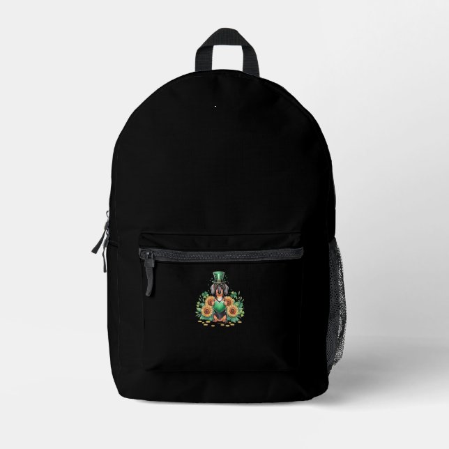 Dachshund Dog Shamrock St. Patrick's Day Saint Pad Printed Backpack (Front)