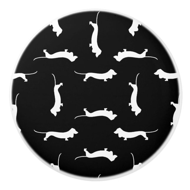 Dachshund Dog Shapes Print Pattern Wiener Dog Art Ceramic Knob (Front)