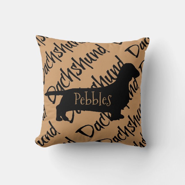 Dachshund Dog Silhouette Custom Pillow (Front)