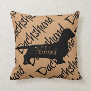 Dachshund Dog Silhouette Custom Pillow