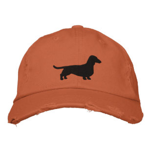 Dachshund Dog Silhouette Shorthaired Wiener Dog Embroidered Hat