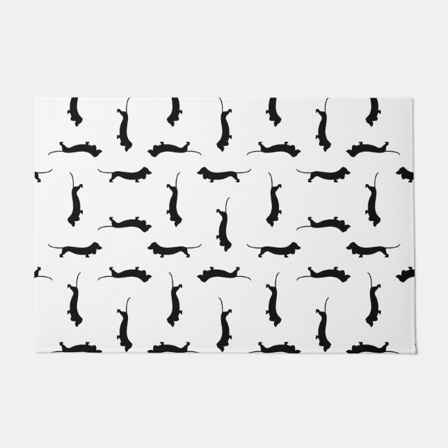 Dachshund Dog Silhouettes CUSTOM BACKGROUND COLOR Doormat (Front)