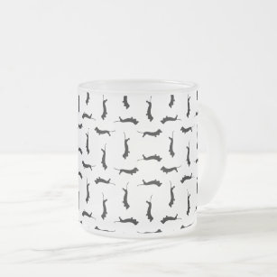 Dachshund Dog Silhouettes CUSTOM BACKGROUND COLOR Frosted Glass Coffee Mug