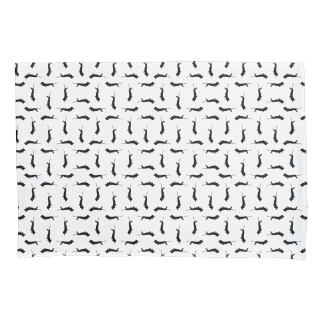 Dachshund Dog Silhouettes CUSTOM BACKGROUND COLOR Pillowcase (Front-Left)