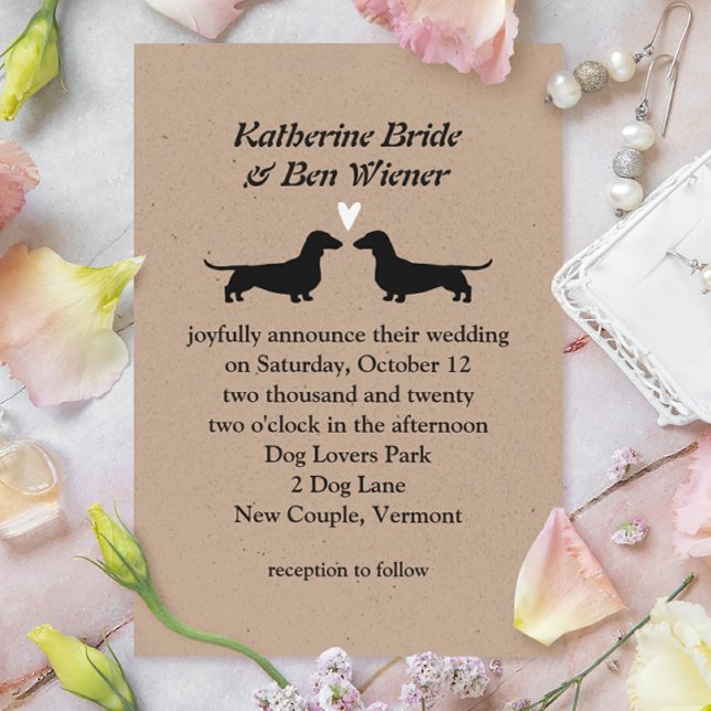 Dachshund Dog Silhouettes Cute Wedding Invitation (Creator Uploaded)