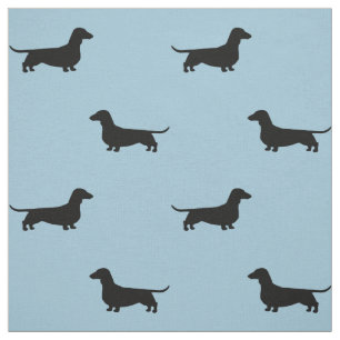 Dachshund Dog Silhouettes Pattern Doxies Dachsies Fabric