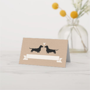 Dachshund Dog Silhouettes Wedding Place Cards