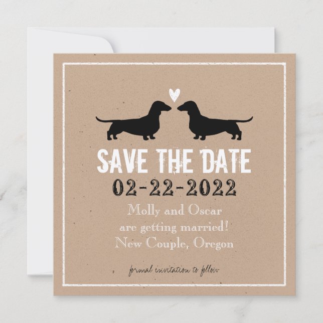 Dachshund Dog Silhouettes Wedding Save the Date (Front)