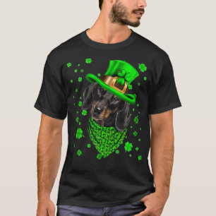 Dachshund Dog St Patricks Day Dog Hat Shamrock T-Shirt