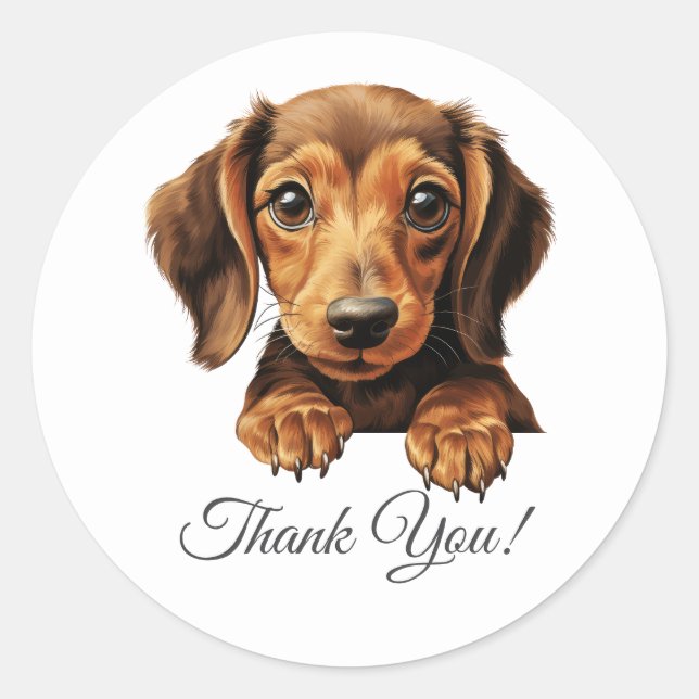 Dachshund Dog Thank You Classic Round Sticker (Front)