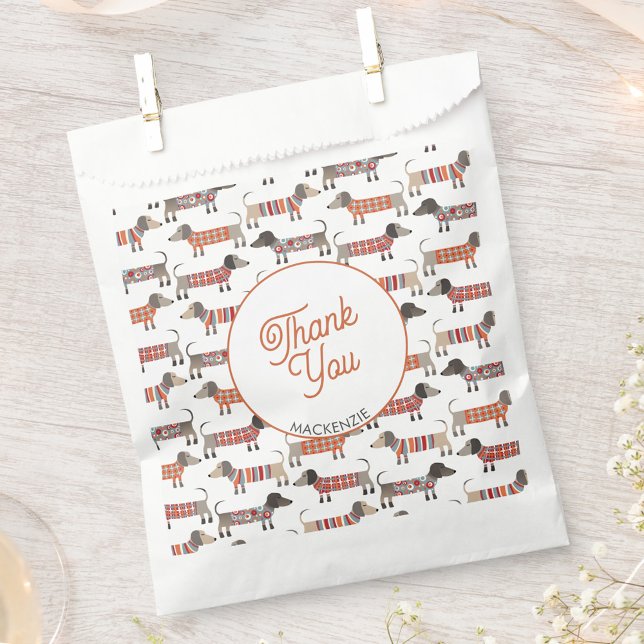 Dachshund Dog Thank You Personalised Favour Bag (Creator Uploaded)