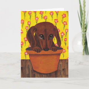 Dachshund Dog Too Cute Greeting Card