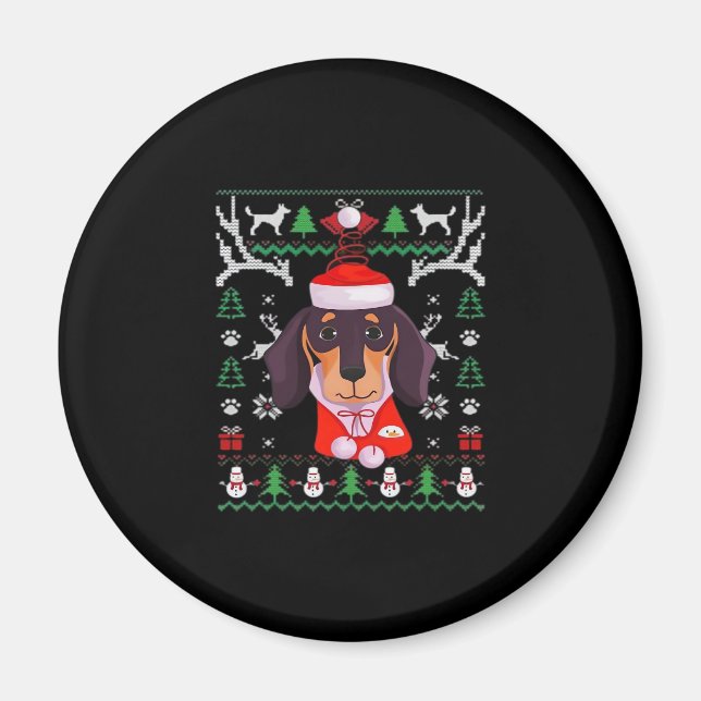 Dachshund Dog Ugly Christmas Classic T-Shirt Magnet (Front)
