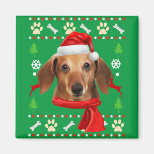 Dachshund Dog Ugly Christmas Magnet