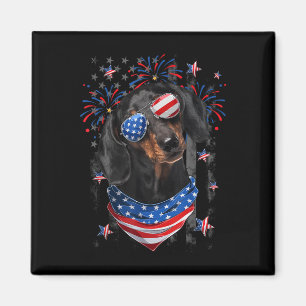 Dachshund Dog Usa American Flag Independence Day 4 Magnet