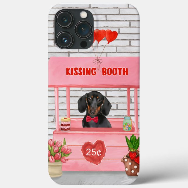 Dachshund Dog Valentine's Day Kissing Booth Case-Mate iPhone Case (Back)