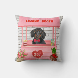 Dachshund Dog Valentine's Day Kissing Booth Cushion
