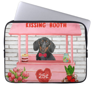Dachshund Dog Valentine's Day Kissing Booth Laptop Sleeve