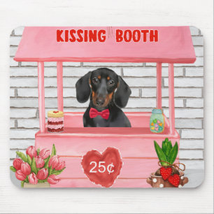 Dachshund Dog Valentine's Day Kissing Booth Mouse Pad