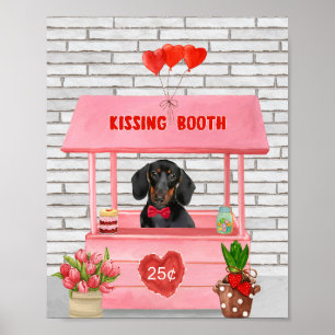 Dachshund Dog Valentine's Day Kissing Booth Poster