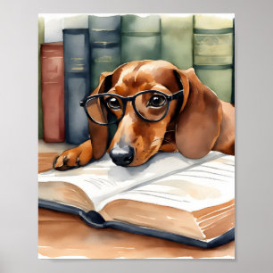 Dachshund Dog Vintage Watercolor Poster