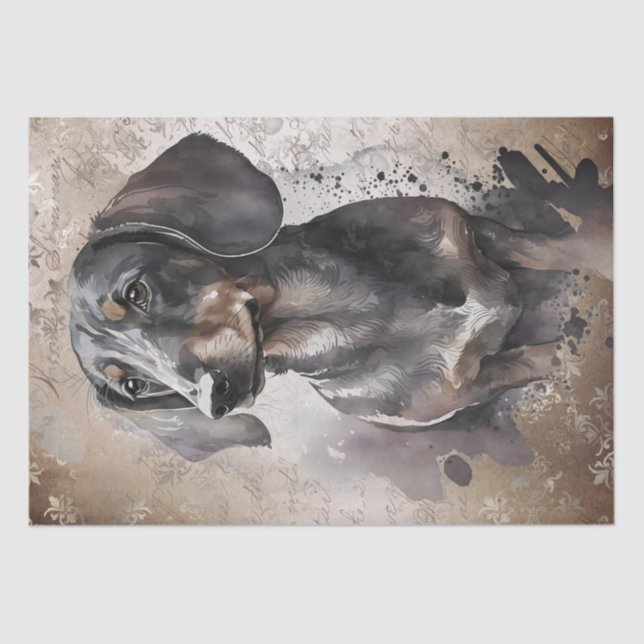 Dachshund Dog Watercolor Tissue Paper (Front)