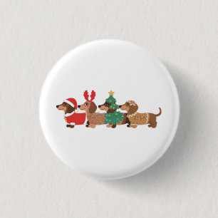 Dachshund Dog Wearing Christmas Dog Lovers 3 Cm Round Badge