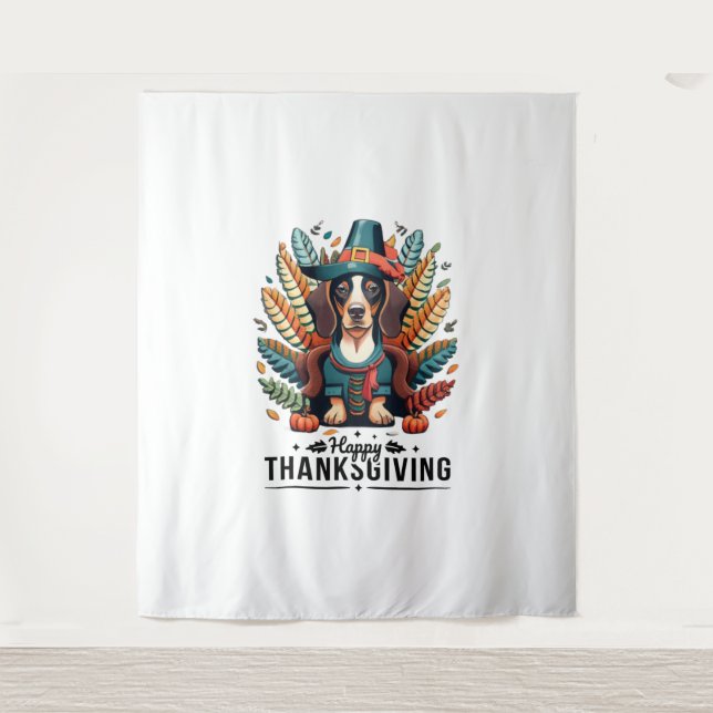 Dachshund Dog Weiner Turkey Costume Thanksgiving W Tapestry (Front)