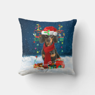 Dachshund dog with Christmas gifts Cushion