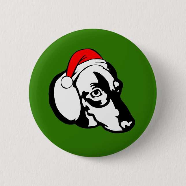 Dachshund Dog with Christmas Santa Hat 6 Cm Round Badge (Front)