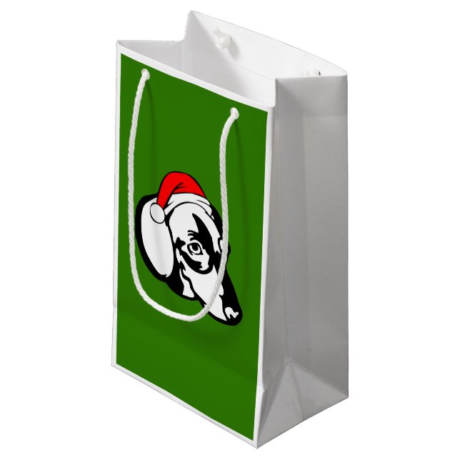 Dachshund Dog with Christmas Santa Hat Small Gift Bag (Front Angled)