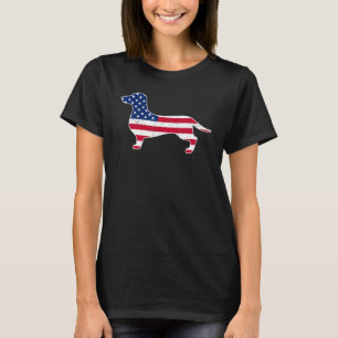 Dachshund Dog With Usa Flag America Happy 4th Of J T-Shirt