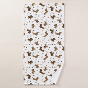 Dachshund Dogs and Bones Cute Paws Bath Towel
