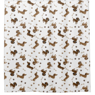 Dachshund Dogs and Bones Cute Paws Shower Curtain