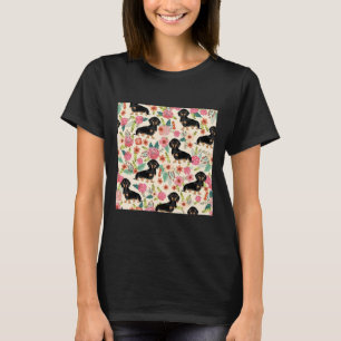 Dachshund Dogs And Flowers T-Shirt