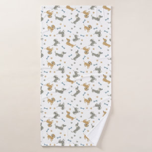 Dachshund Dogs and Paws Cute Pastel Bath Towel