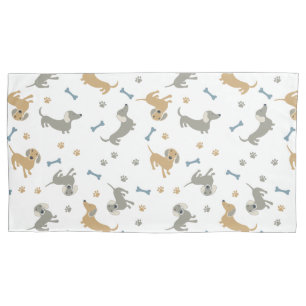 Dachshund Dogs and Paws Cute Pastel Doxies Pillowcase