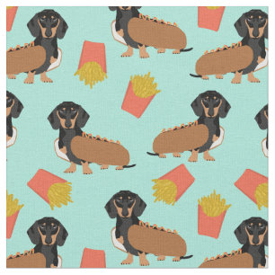 Dachshund dogs black and tan weiner dog fabric