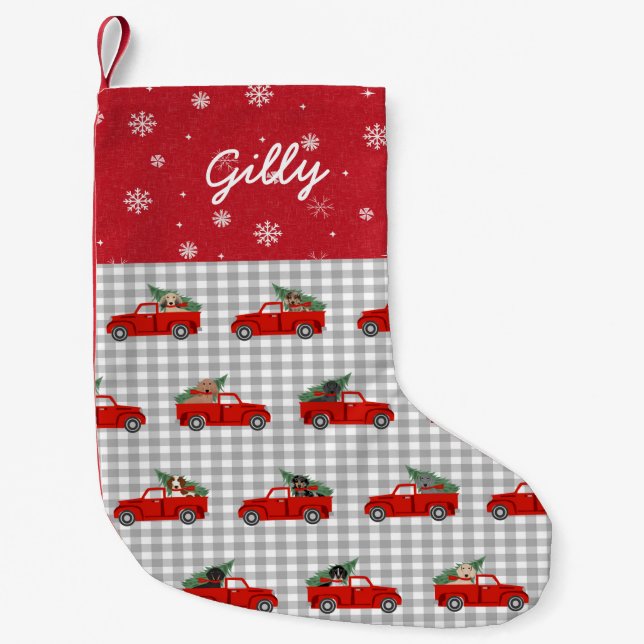 Dachshund Dogs Christmas custom pet name Small Christmas Stocking (Front)