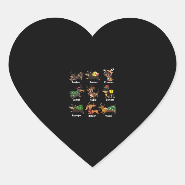 Dachshund Dogs Christmas Pyjamas Dog Classic T-Shi Heart Sticker (Front)