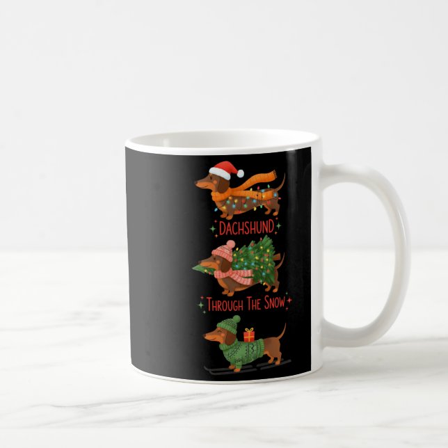 Dachshund Dogs Christmas Sweater Dachshund Through Coffee Mug (Right)