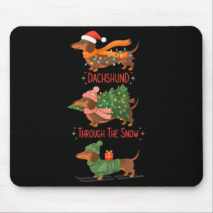 Dachshund Dogs Christmas Sweater Dachshund Through Mouse Pad