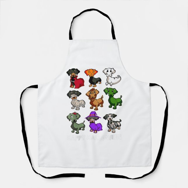 Dachshund Dogs Halloween Happy Halloween Apron (Front)