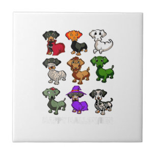 Dachshund Dogs Halloween Happy Halloween Ceramic Tile
